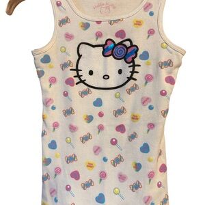 Hello Kitty Kids Tank Top - Cream with Colorful Candy Print